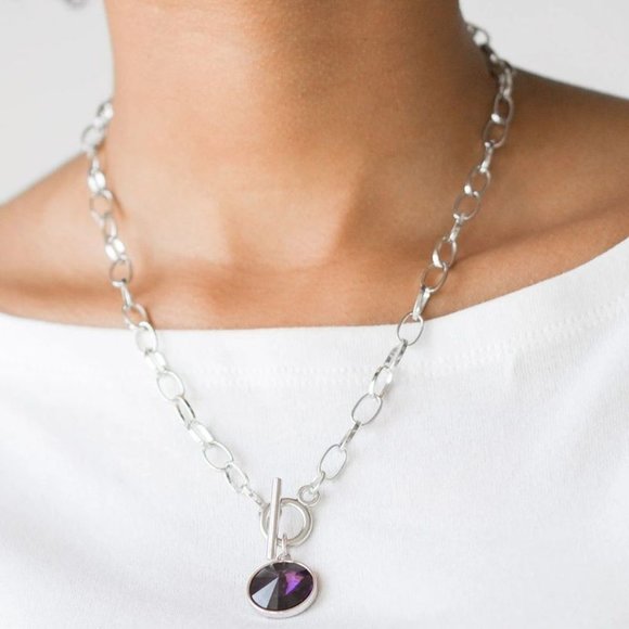 She Sparkles On Purple Necklace